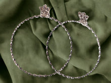 Load image into Gallery viewer, Large Silver Metal and rhinestone Hoop Clip On Earrings

