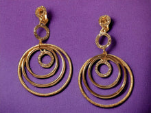 Load image into Gallery viewer, Handmade Gold Metal and rhinestone Hoop Clip On Earrings
