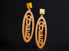 Load image into Gallery viewer, Large wooden handmade Queen statement Earrings
