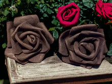 Load image into Gallery viewer, Extra Large Handmade Black Rose Clip On  Earrings
