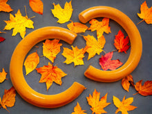 Load image into Gallery viewer, Natural Wood Hoop Earrings orange
