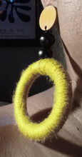 Load image into Gallery viewer, Handmade Yarn and wood Hoop Clip on Earrings
