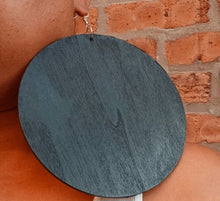 Load image into Gallery viewer, Extra Large Wooden Disc Earrings black 4 Inch diameter
