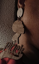 Load image into Gallery viewer, Afrocentric Wooden Statement Design Earrings pierced ears Handmade
