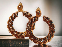 Load image into Gallery viewer, Gold Classic Clip On Large Bamboo Hoop Earrings Gold
