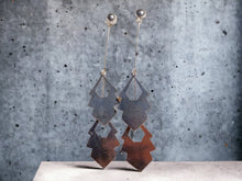 Load image into Gallery viewer, Long Minimalist Brushed Metal  Clip On Earrings Silver
