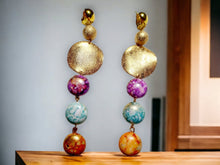 Load image into Gallery viewer, Handmade Acrylic Abstract Clip On Earrings Gold
