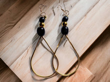 Load image into Gallery viewer, Extra large Handmade Boho Wooden Hoop Earrings pierced 5 inch
