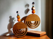 Load image into Gallery viewer, Handmade boho Wood Design Clip On Earrings
