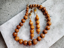 Load image into Gallery viewer, Custom wooden boho Necklace and Clip On Earrings Set custom handmade
