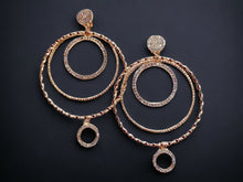Load image into Gallery viewer, Extra Large Handmade gold Metal and rhinestone Multi Hoop Clip On Earrings
