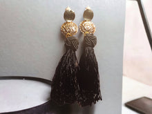Load image into Gallery viewer, Handmade Tassel Clip On Dangle Earrings  4 inch
