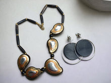 Load image into Gallery viewer, Vintage Bovine Bib Necklace &amp; Clip-On Earrings Set, Handmade Kenya
