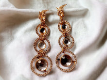 Load image into Gallery viewer, Handmade Blingy Runway gold Metal Rhinestone Clip On Earrings gold
