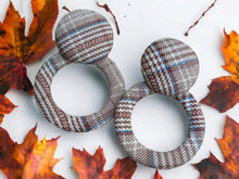 Load image into Gallery viewer, Plaid Hoop Earrings, Lightweight 2-inch Drop Earrings
