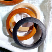 Load image into Gallery viewer, Hand Carved Wooden Bangle Set of 3, Lightweight Wrist Jewelry
