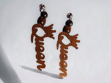 Load image into Gallery viewer, Handmade Queen Natural Wood  Clip On Dangle Earrings brown
