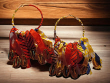 Load image into Gallery viewer, Handmade ankara tassel hoops pierced ears
