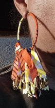 Load image into Gallery viewer, Handmade ankara tassel hoops pierced ears
