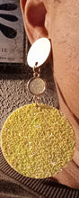 Load image into Gallery viewer, Handmade light lemon glitter Clip On Earrings

