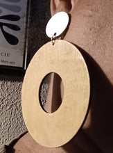 Load image into Gallery viewer, Extra large Clip on handmade Natural Wood Hoop Earrings Natural 4 inch
