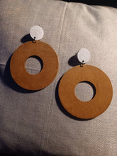 Load image into Gallery viewer, Extra large Clip on handmade Natural Wood Hoop Earrings Natural 4 inch
