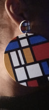 Load image into Gallery viewer, Handmade extra large Abstract Pop Art Wooden Mondrian clip on earrings
