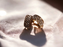 Load image into Gallery viewer, Gold Rhinestone Huggie Hoop Clip On Earrings
