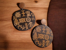 Load image into Gallery viewer, Adinkra Symbol Clip On Earrings Black and brown color
