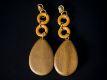 Load image into Gallery viewer, Handmade handpainted Natural Wood Geometric Design Clip On Earrings
