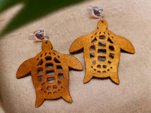 Load image into Gallery viewer, Lucky Turtle Wooden Clip on Earrings brown
