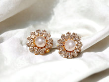 Load image into Gallery viewer, Rhinestones and Pearl Stud Clip On Earrings
