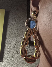 Load image into Gallery viewer, Handmade Gold Metal Hoop and Cowrie Shell Clip On Earrings
