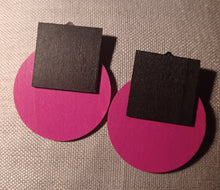 Load image into Gallery viewer, Handmade Minimalist Geometric Wooden shapes Earrings Clip On 3 inch

