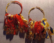 Load image into Gallery viewer, Handmade ankara tassel hoops pierced ears

