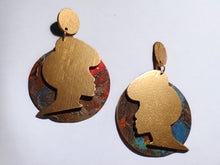 Load image into Gallery viewer, Handmade handpainted Wooden afrocentric  Earrings Clip on
