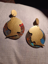 Load image into Gallery viewer, Handmade handpainted Wooden afrocentric  Earrings Clip on

