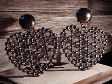Load image into Gallery viewer, Acrylic beaded Heart  Clip On Earrings Silver
