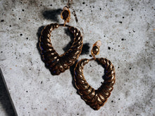 Load image into Gallery viewer, Vintage style Clip On chunky Bamboo Hoop Earrings Gold
