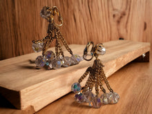 Load image into Gallery viewer, Vintage crystal and chain dangle Clip On Earrings 1960s
