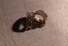 Load image into Gallery viewer, Gold Rhinestone Huggie Hoop Clip On Earrings
