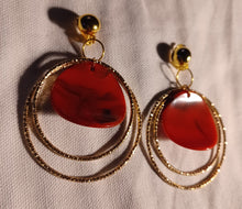 Load image into Gallery viewer, Handmade metal and acrylic  Hoop Clip On Earrings
