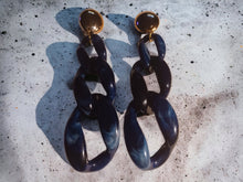 Load image into Gallery viewer, Giant Handmade Avant garde chunky  acrylic Chain Clip On Earrings 6 inch
