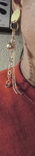 Load image into Gallery viewer, Handmade gold ball wood and chain  Clip On Earrings 4 in

