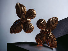 Load image into Gallery viewer, Large thin metal butterfly Earrings pierced ears gold
