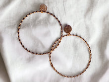 Load image into Gallery viewer, Extra Large Gold Metal and Rhinestone Hoop Clip On Earrings
