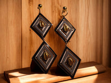 Load image into Gallery viewer, Handmade Gold Metal diamond shaped and cowrie Clip On Earrings

