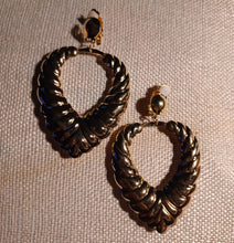 Load image into Gallery viewer, Vintage style Clip On chunky Bamboo Hoop Earrings Gold
