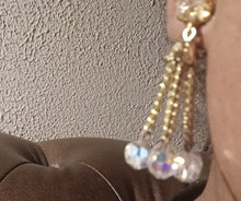 Load image into Gallery viewer, Vintage crystal and chain dangle Clip On Earrings 1960s
