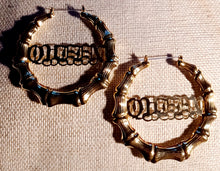 Load image into Gallery viewer, Large Queen Bamboo hoop Statement Earrings
